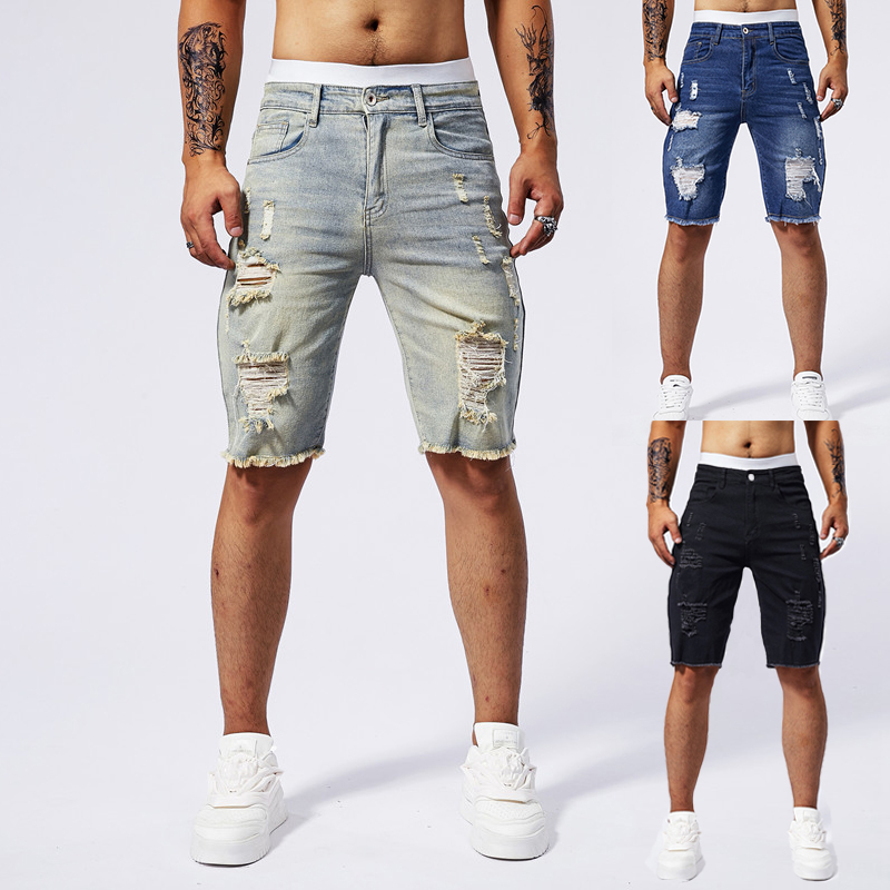 Streetwear Brand Vintage - 2025 yaz yeni erkek yırtık kot