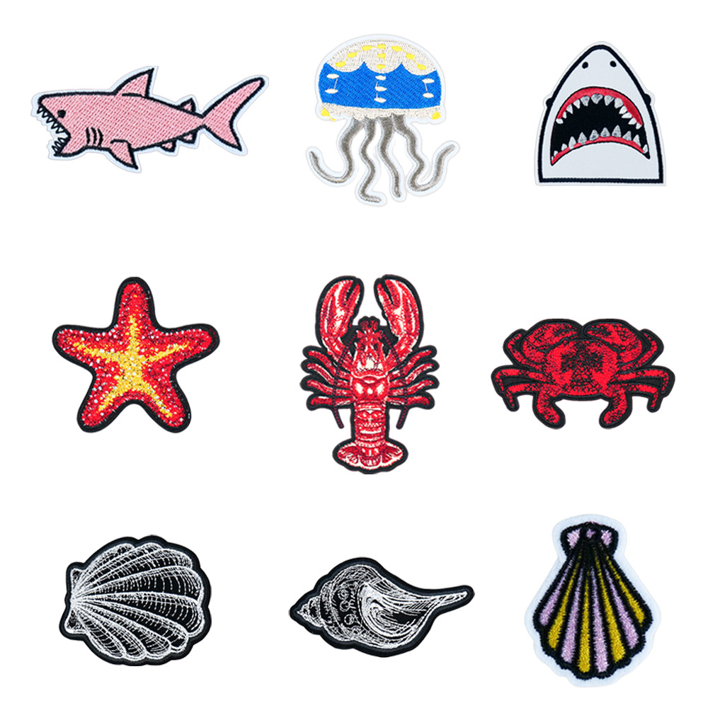 Streetwear Brand Stickers - 10 adet Nakış Deniz Kabuğu Köpekbalığı