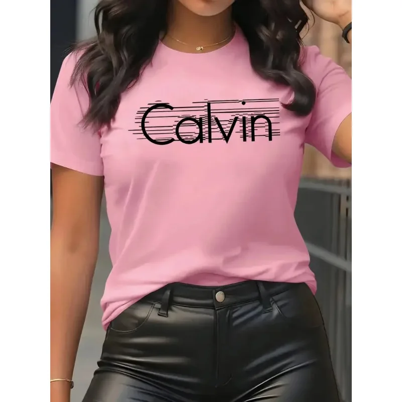 Streetwear Brand Shirts - Calvin kadın T-Shirt Eğlence Moda Kısa