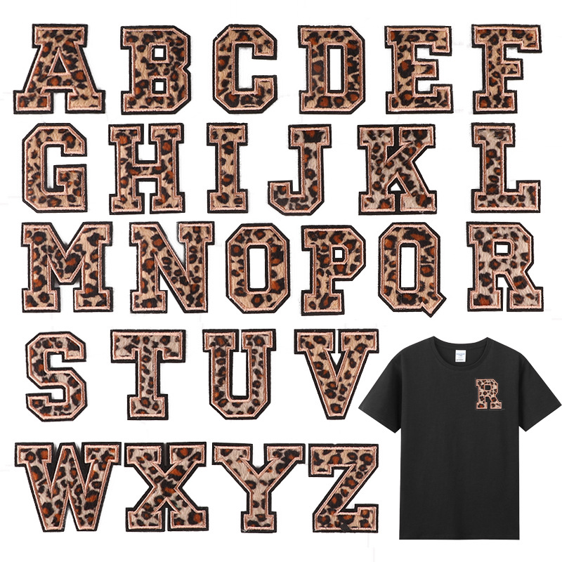 Streetwear Brand Stickers - Karnaval Leopar Baskı Harfler Işlemeli Demir