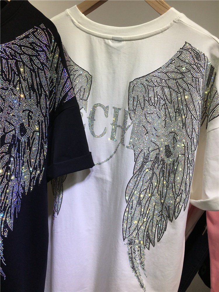 L-4XL boy Rhinestone melek kan - Streetwear Brand Shirts incelemesi ve fiyatı