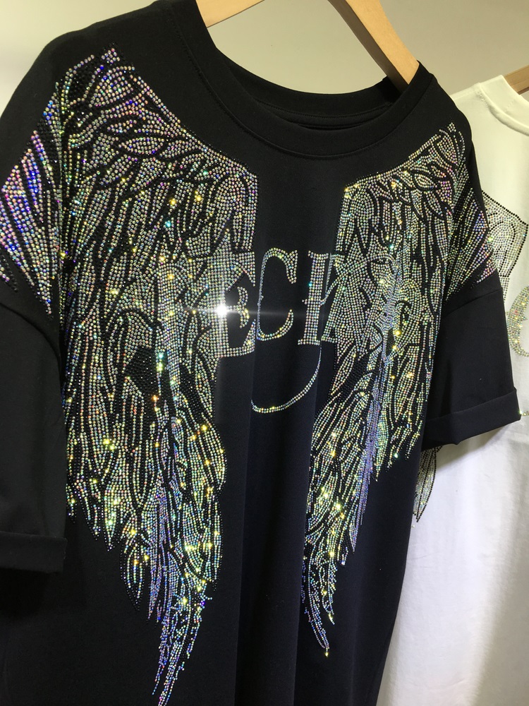 L-4XL boy Rhinestone melek kan - Streetwear Brand Shirts incelemesi ve fiyatı